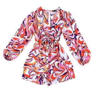 Woman’s Express hippie psychedelic belted romper size M